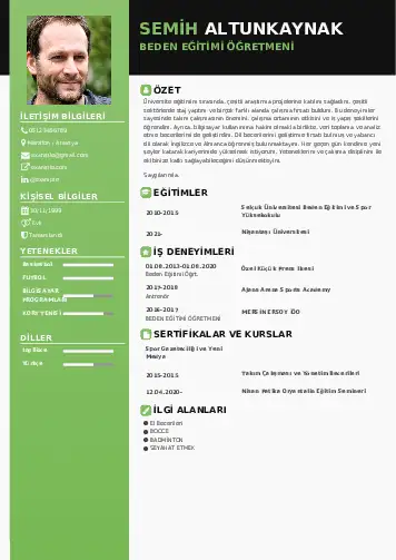 Beden Eğitimi Öğretmeni CV Örnekleri cv indir